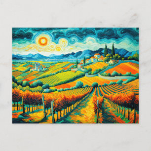 Autumn Vineyards in Rich Harvest Colours Holiday Postcard