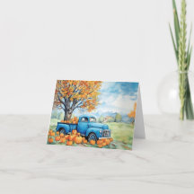 Autumn Vintage Pickup and Pumpkins Blank