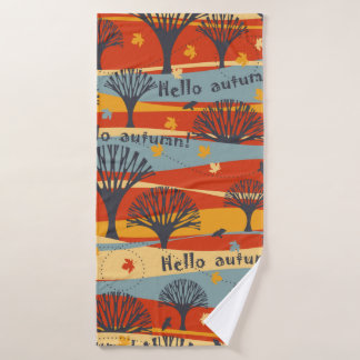 Autumn vintage seamless pattern with trees, maple  bath towel