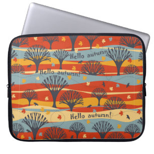 Autumn vintage seamless pattern with trees, maple  laptop sleeve