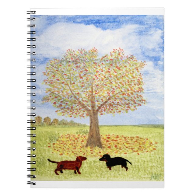 Autumn Walk Dachshund Dogs Spiral Notebook (Front)