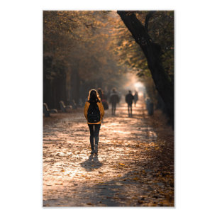 Autumn Walk in Golden Park Lane – Peaceful Nature Photo Print