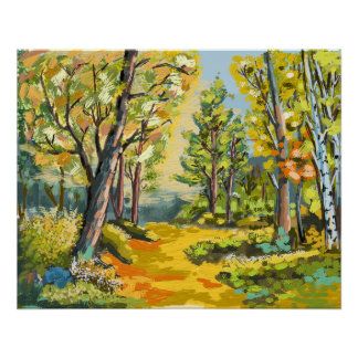 Autumn walk in the undergrowth. poster