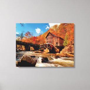 Autumn Water Mill Canvas Print