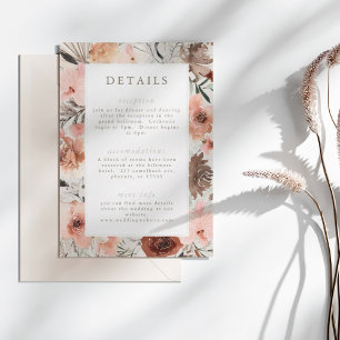 Autumn Watercolor Boho Floral Wedding Info Enclosure Card