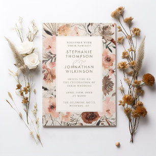 Autumn Watercolor Boho Floral Wedding Invitation