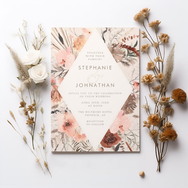 Autumn Watercolor Boho Floral Wedding Invitation (Autumn Watercolor Boho Floral Wedding Invitation)