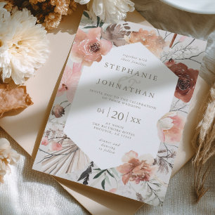 Autumn Watercolor Boho Floral Wedding Invitation