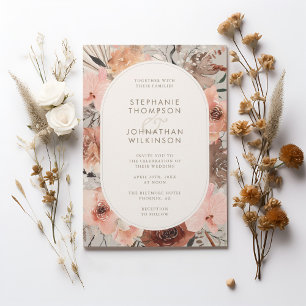 Autumn Watercolor Boho Floral Wedding Invitation