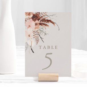 Autumn Watercolor Boho Wedding Table Number