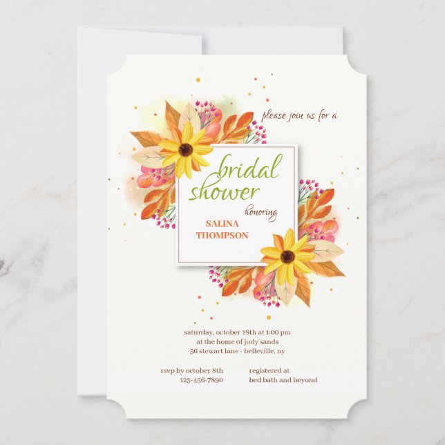 Autumn Watercolor Bridal Shower Invitation (Front)