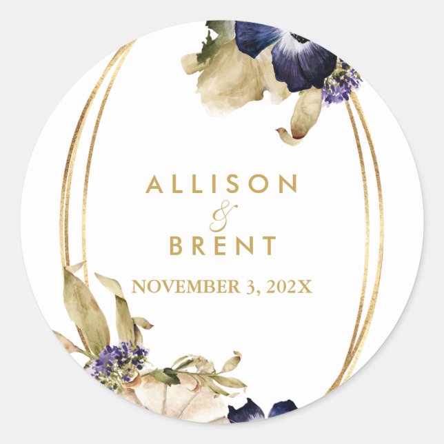 Autumn Watercolor Classic Round Sticker (Front)