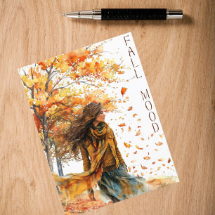 Autumn Watercolor Falling Leaves Fall Mood Postcard