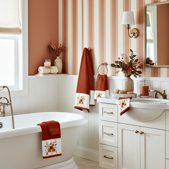 Autumn watercolor floral  bath towel set (Creator Uploaded)