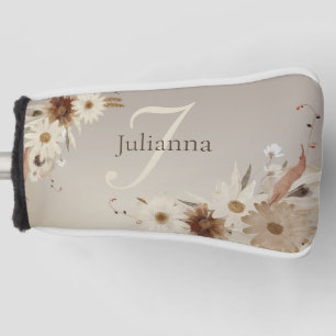 Autumn Watercolor Floral Monogram Personalised Golf Head Cover