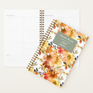 Autumn Watercolor Floral Pattern Personalised Planner