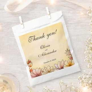 Autumn Watercolor Floral Terracotta Yellow Wedding Favour Bags