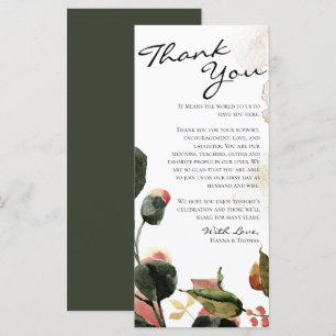 Autumn Watercolor Floral Thank You Place Card