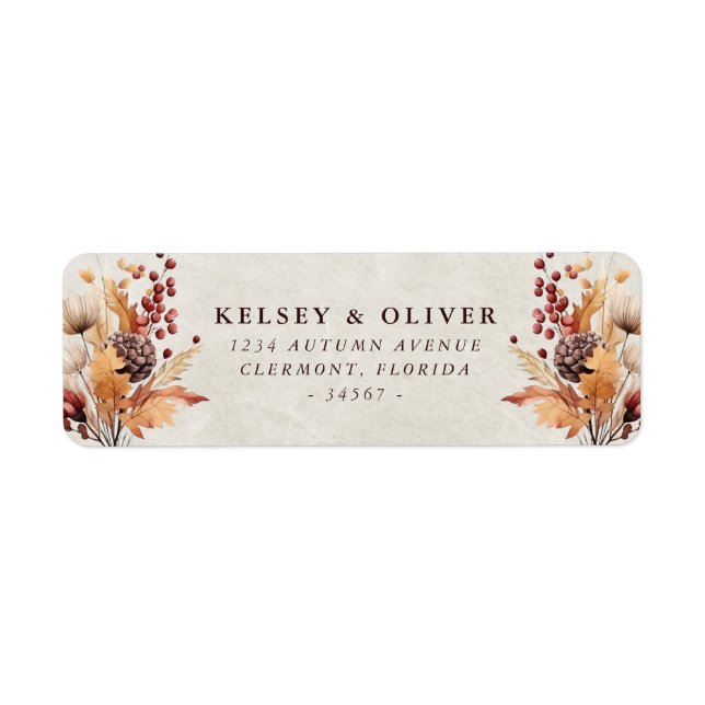 Autumn Watercolor Floral Wedding Bride Groom (Front)