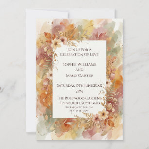 Autumn Watercolor Floral Wedding Invitation