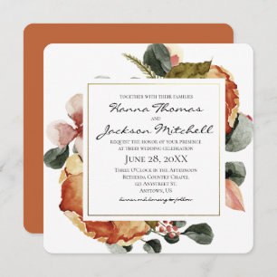 Autumn Watercolor Floral Wedding Invitation