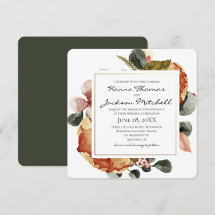 Autumn Watercolor Floral Wedding Invitation