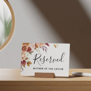 Autumn Watercolor Floral Wedding Reserved Sign