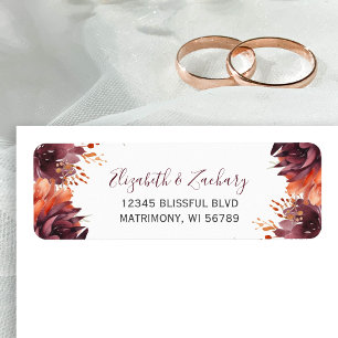 Autumn Watercolor Floral Wedding Return Address