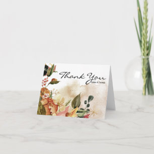 Autumn Watercolor Floral Wedding Thank You Card