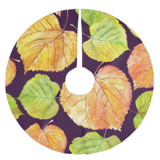 Autumn watercolor florals, seamless pattern. brushed polyester tree skirt