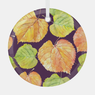 Autumn watercolor florals, seamless pattern. glass tree decoration