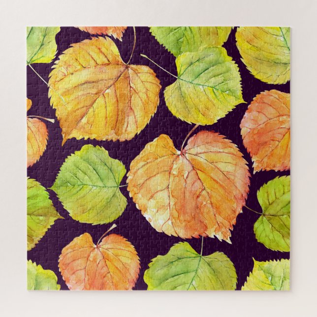 Autumn watercolor florals, seamless pattern. jigsaw puzzle (Vertical)