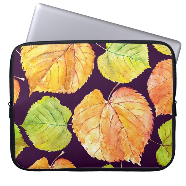 Autumn watercolor florals, seamless pattern. laptop sleeve (Front)