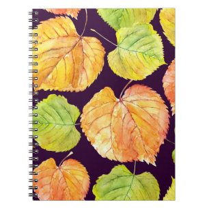Autumn watercolor florals, seamless pattern. notebook