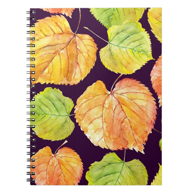 Autumn watercolor florals, seamless pattern. notebook (Front)