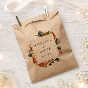 autumn watercolor foliage monogram thank you favour bags