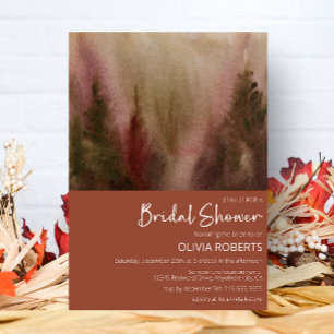 Autumn Watercolor Forest Terracota Bridal Shower Invitation