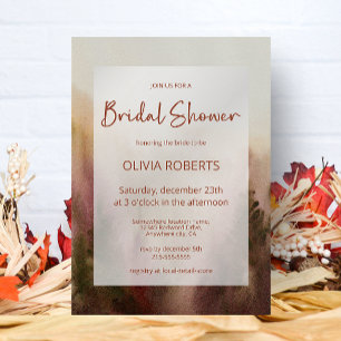 Autumn Watercolor Forest Terracota Bridal Shower Invitation