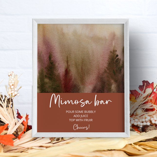 Autumn Watercolor Forest Terracota Mimosa Bar Poster (Creator Uploaded)