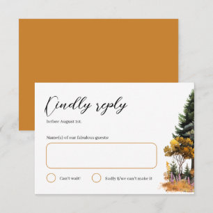 Autumn Watercolor Forest Wedding RSVP card