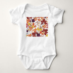Autumn Watercolor Leaves and Roses Baby Bodysuit