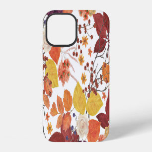 Autumn Watercolor Leaves and Roses iPhone 12 Case