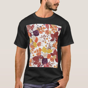 Autumn Watercolor Leaves and Roses T-Shirt