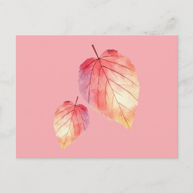 Autumn Watercolor Leaves Postcard (Front)