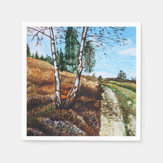 Autumn watercolor painting napkin (Front)