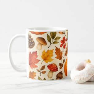 Autumn Watercolor Pumpkins, Fall Leaves & Woodland Coffee Mug