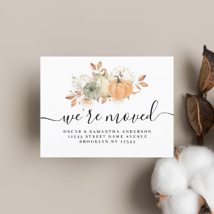 Autumn Watercolor Pumpkins & Flowers Announcement Postcard