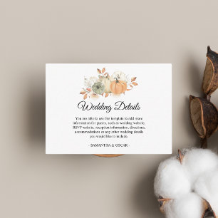 Autumn Watercolor Pumpkins & Flowers Enclosure Card