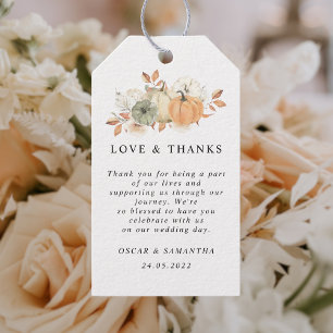 Autumn Watercolor Pumpkins & Flowers Gift Tags