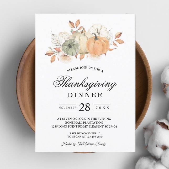 Autumn Watercolor Pumpkins & Flowers Invitation (Creator Uploaded)